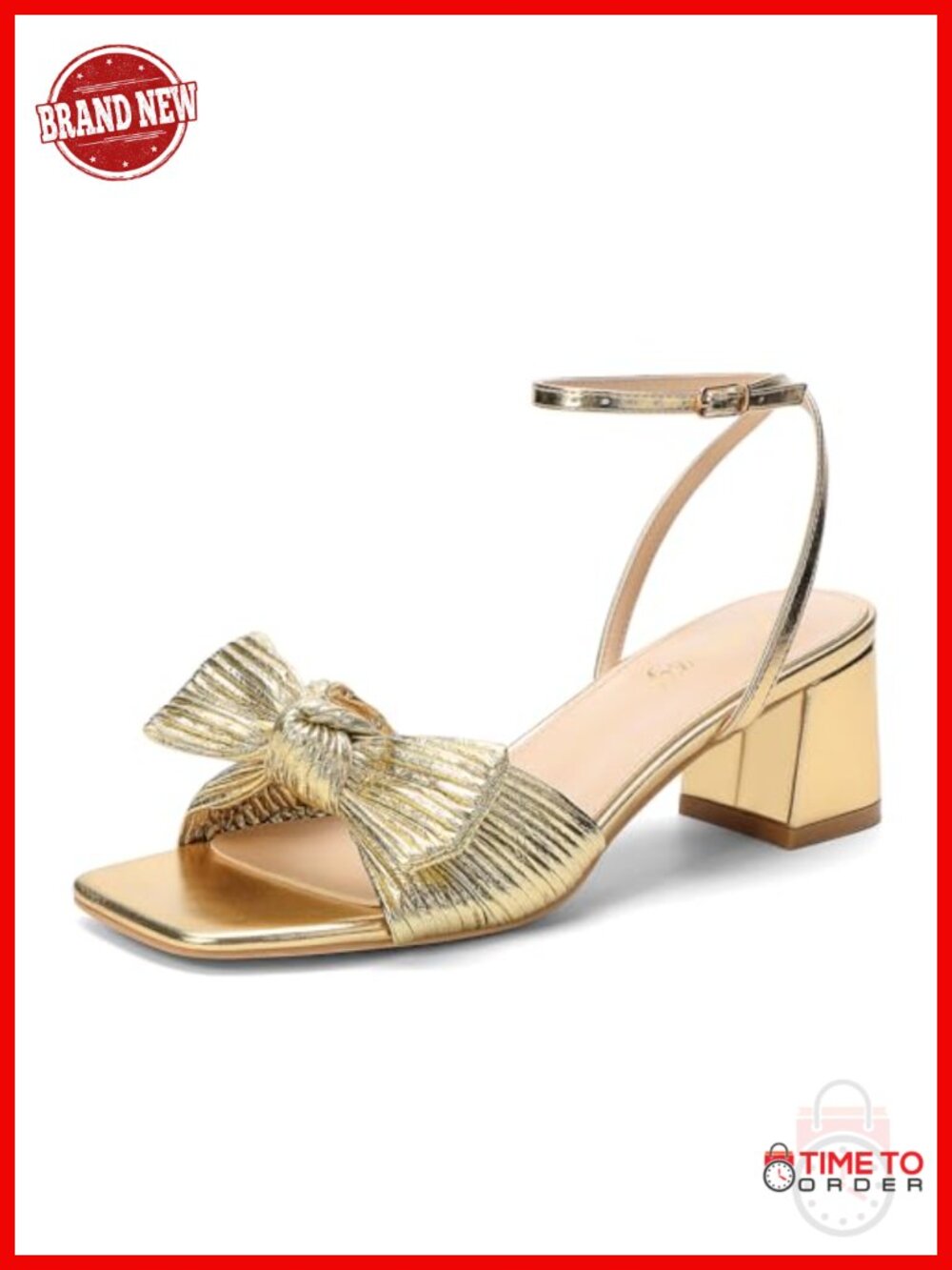Women's Bow Heels Low Block Ankle Strap Sandals